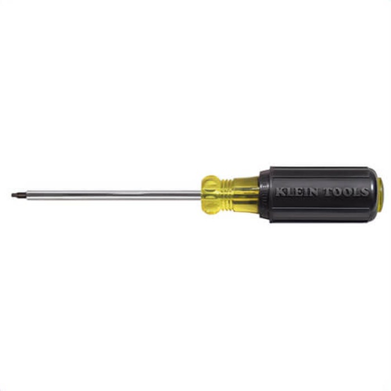 Klein Cushion-Grip 667 Screwdriver, #3 Square Recessed Point, Steel Shank, 12-1/4 in OAL, Acetate Handle, Polished Chrome, ANSI/ASME Specified