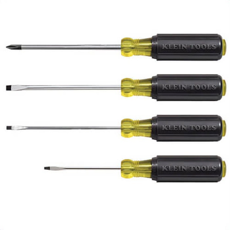 Klein Cushion-Grip 85484 Set, Imperial, 4 pc, Cushion Grip, Screwdriver Types Included: Cabinet/Keystone/Phillips