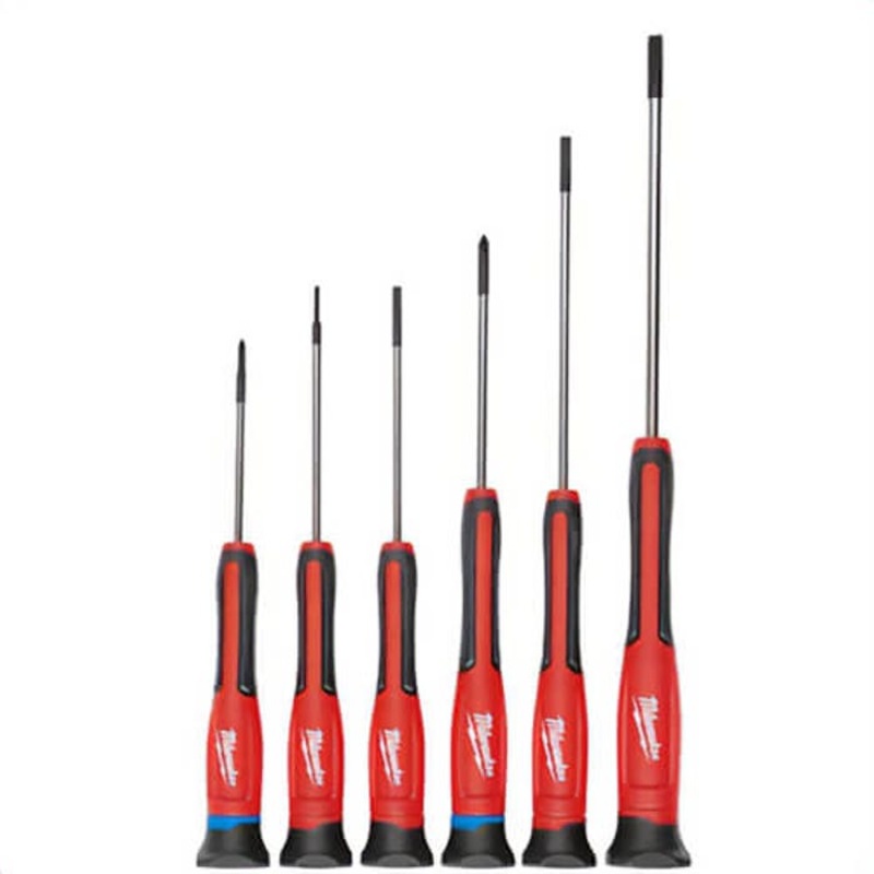 Milwaukee 48-22-2606 Screwdriver Set, 6 pc, Plastic/Steel, Polished Chrome, 2-1/2 in L Round Shank