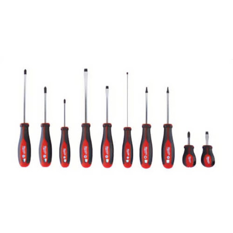 Milwaukee 48-22-2710 Demolition Screwdriver Set, 10 pc, Forged Steel/Plastic/Rubber