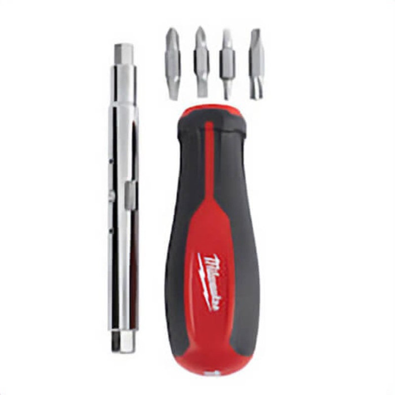 Milwaukee 48-22-2760 11-in-1 Round Shank Multi-Bit Screwdriver, 11 pc, Plastic/Rubber Tri-Lobe Handle, Forged Steel