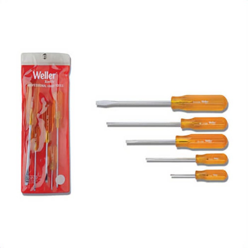 Weller Xcelite SDR11N Screwdriver Set, Imperial, 5 pc, Screwdriver Types Included: Slotted, No, Specifications Met: AISI 6150, Chrome Vanadium Steel