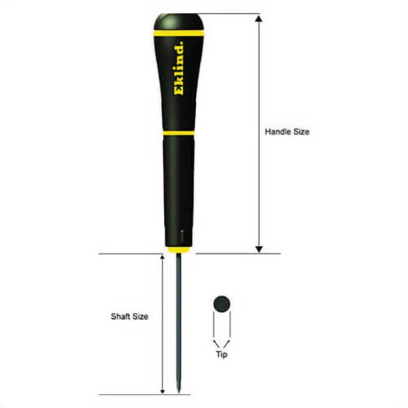 Eklind 92025 PSD Precision Screwdriver, 2.5 mm Slotted Point, Black Oxide, ASME Specified, ANSI Specified