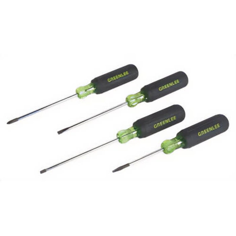 Greenlee 0153-03C Mini Screwdriver Set, 4 pc, ASME Specified, Acetate Handle/SVCM Steel Shank, Black Phosphate