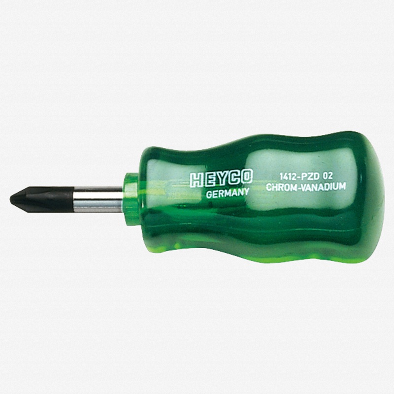 Heyco Pozidriv Stubby Screwdriver with Acetate Handle, #1