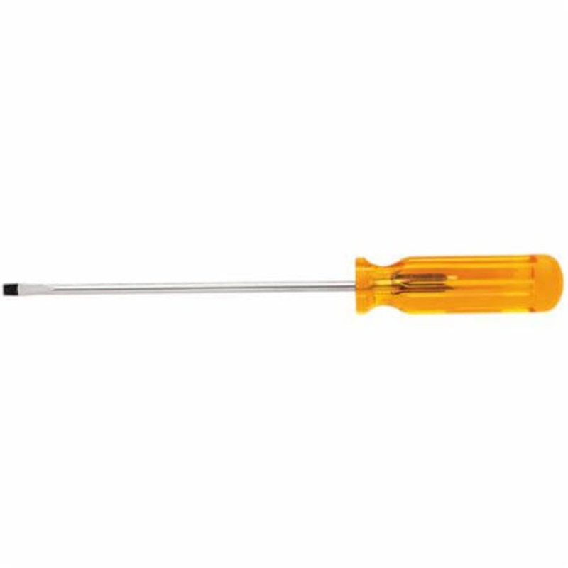 Klein A316-6 Screwdriver, 3/16 in Cabinet Point, Steel Shank, 9-5/8 in OAL, Plastic Handle, Polished Chrome/Nickel Plated/Black Tipped