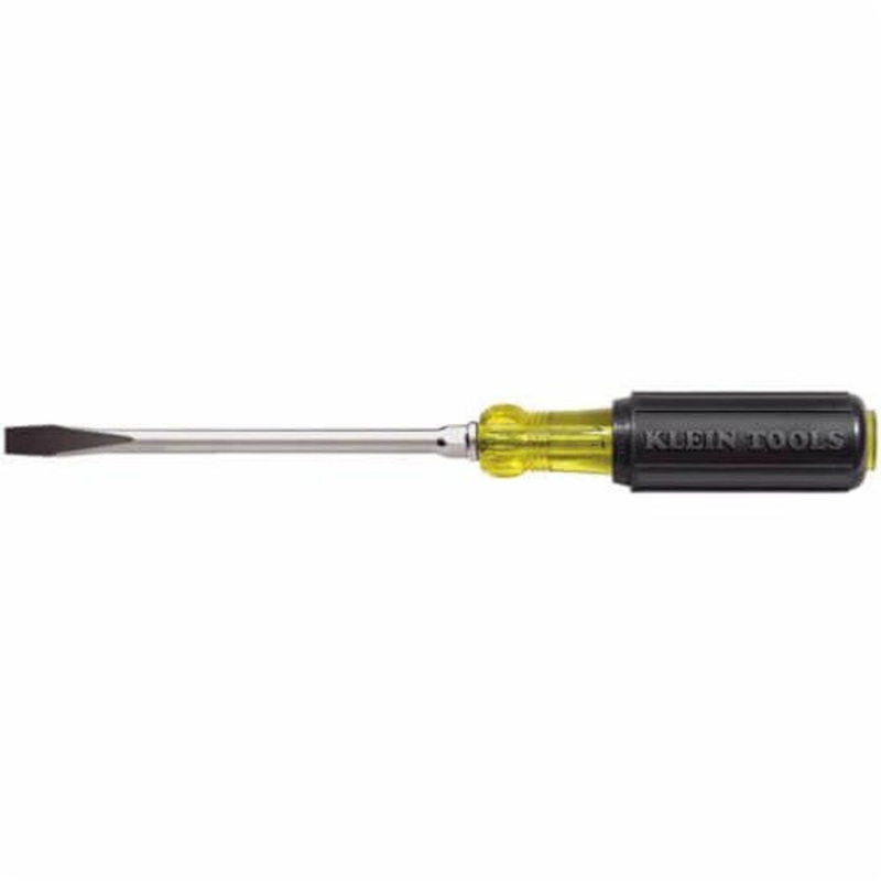 Klein Cushion-Grip 602-10 Heavy Duty Screwdriver, 3/8 in Keystone Point, Steel Shank, 15-7/16 in OAL, Rubber Handle, Polished Chrome