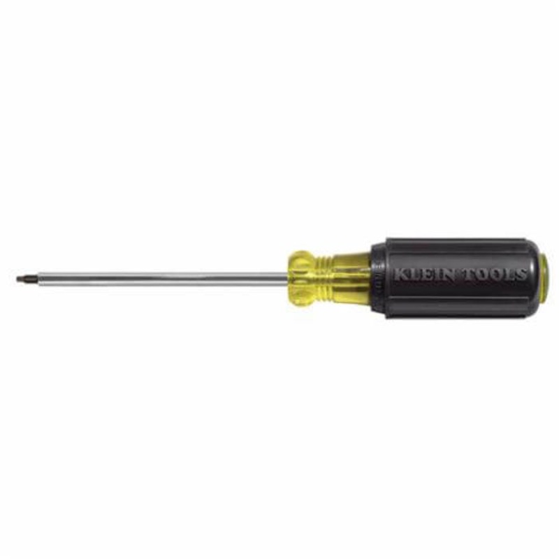 Klein Cushion-Grip 663 Screwdriver, #3 Square Recessed Point, Steel Shank, 8-1/4 in OAL, Acetate Handle, Polished Chrome
