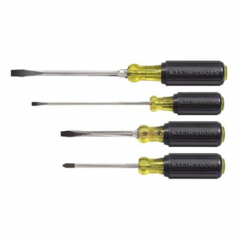 Klein Cushion-Grip 85105 Screwdriver Set, 4 pc, Steel, Polished Chrome