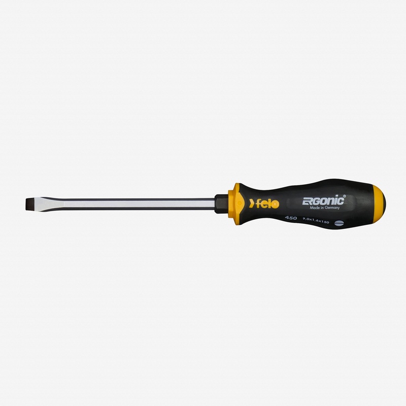 Felo Ergonic with Striking Cap Slotted Screwdriver, 9.0 x 150 mm