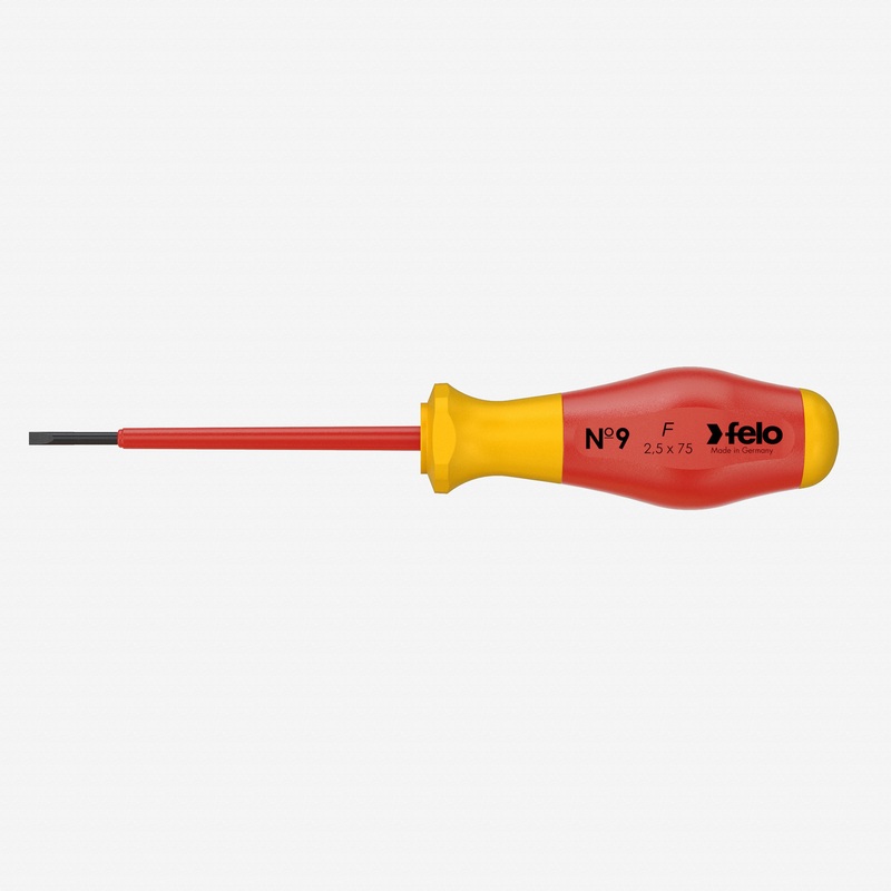 Felo No. 9 VDE Slotted 2.5 x 75mm Screwdriver