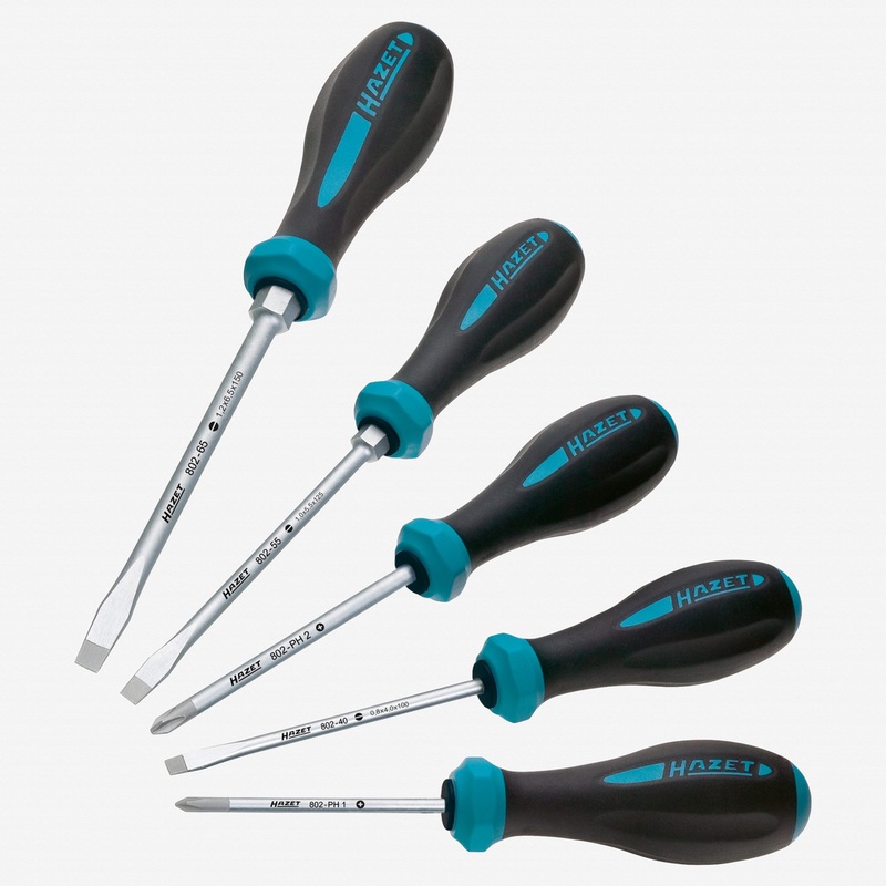 Hazet 802/5 5 Pc Hexanamic Premium Screwdriver Set - Slotted and Phillips