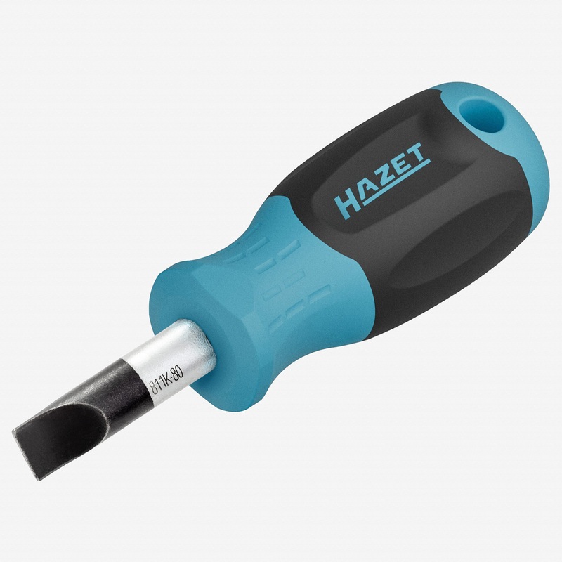 Hazet 811K-80 Stubby Slotted Screwdriver, 8.0 x 25 mm