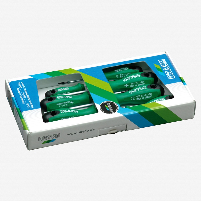 Heyco Phillips/Slotted/Pozidriv Screwdriver Set with 2K Handle, 5 Pieces