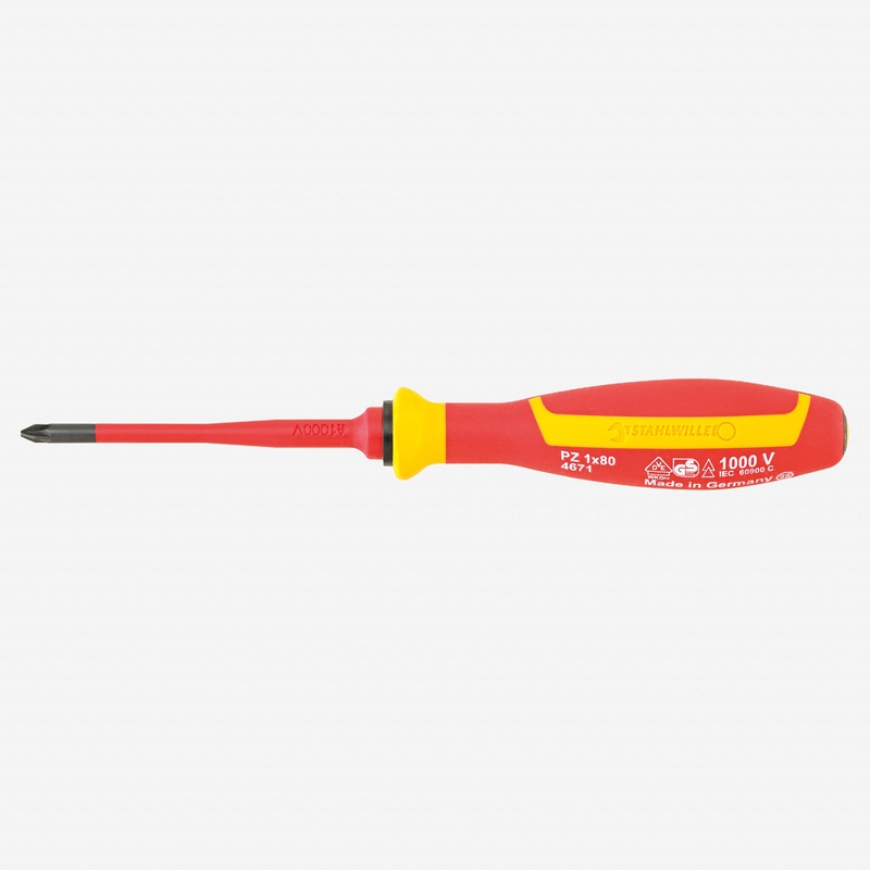 Stahlwille 4670 VDE DRALL+ Insulated Pozidriv Screwdriver, #2 x 100mm