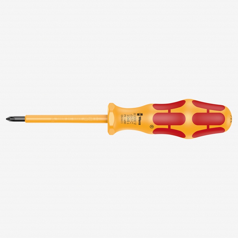 Wera 051611 Kraftform VDE Pozidriv Screwdriver, #1 x 80mm
