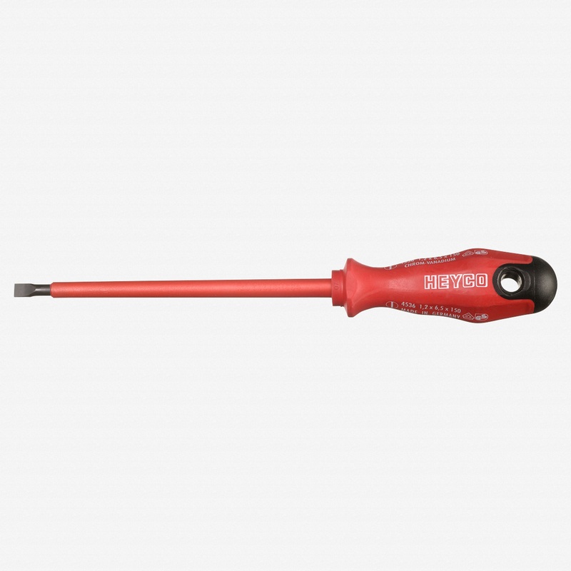 Heyco Insulated VDE Slotted Screwdriver with 2K Handle, 6.5mm