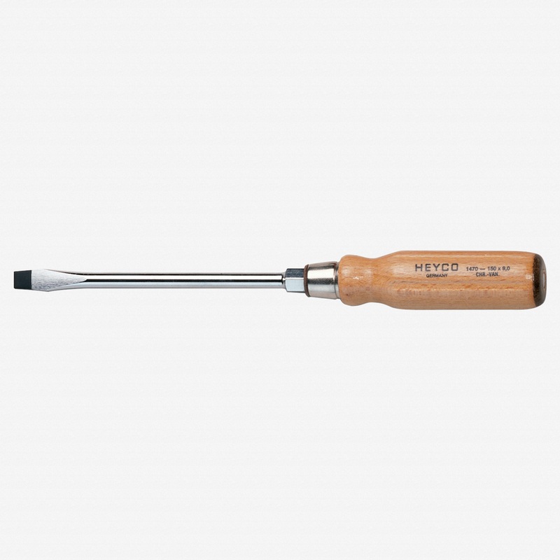 Heyco Slotted Engineers' Screwdriver with Hardwood Handle, 8.0mm