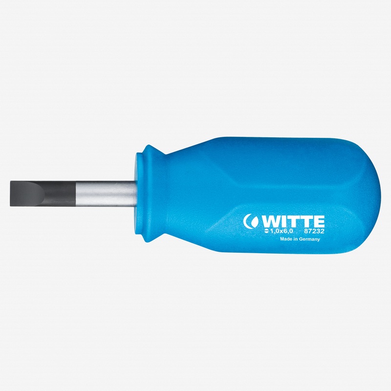 Witte Pro Slotted Stubby Screwdriver, 6.0 x 25mm