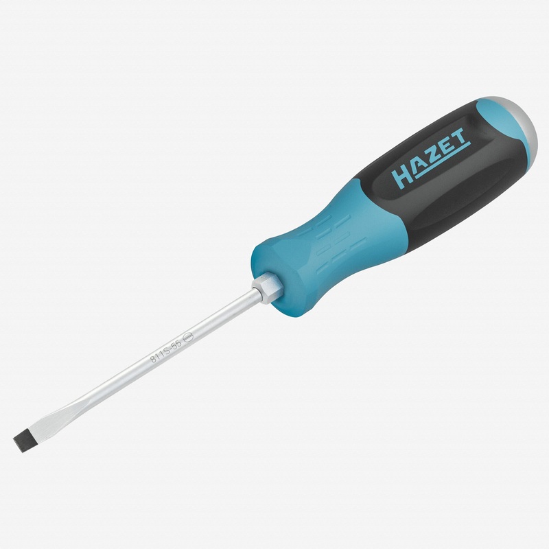Hazet 811S-70 Slotted Screwdriver with 3K Handle and Striking Cap, 7.0 x 125 mm