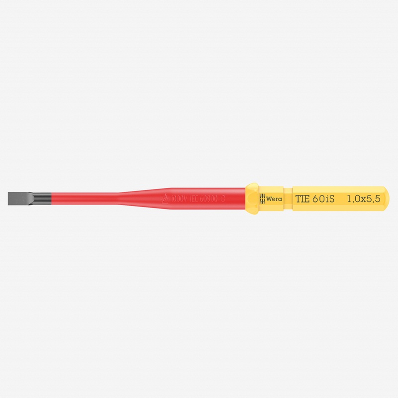 Wera 006508 KK VDE 60 iS Insulated Blade for Slotted Screws, 1.0 x 5.5 x 157 mm