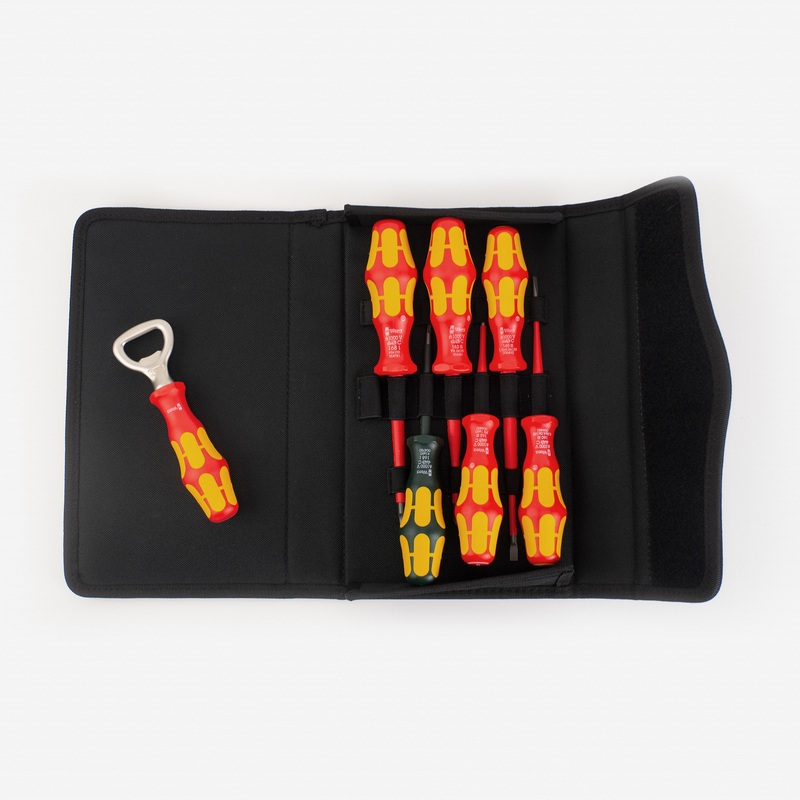 Wera 136018 Kraftform 100 iS/7 VDE Slim Screwdriver Set 3, PH/SQ/SL, 7 Pieces