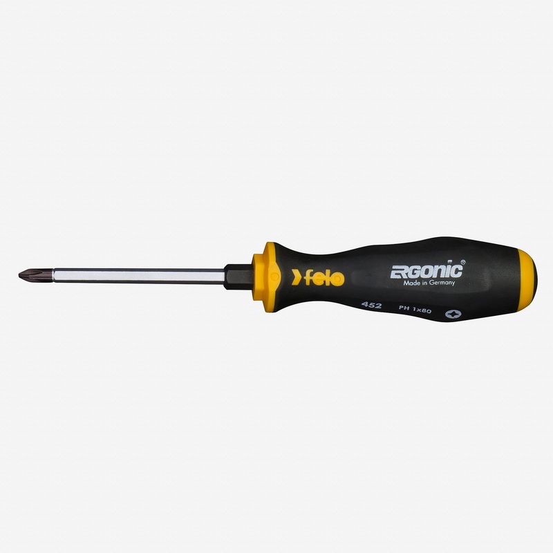 Felo Ergonic with Striking Cap Phillips Screwdriver, #1 x 80 mm