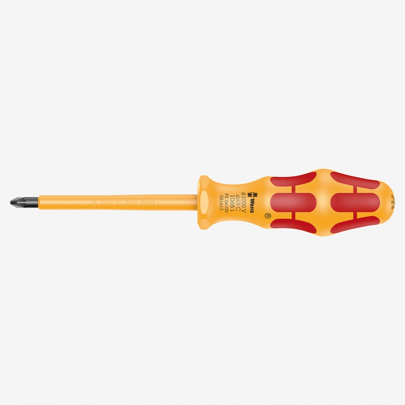 Wera 051613 Kraftform VDE Pozidriv Screwdriver, #2 x 100mm
