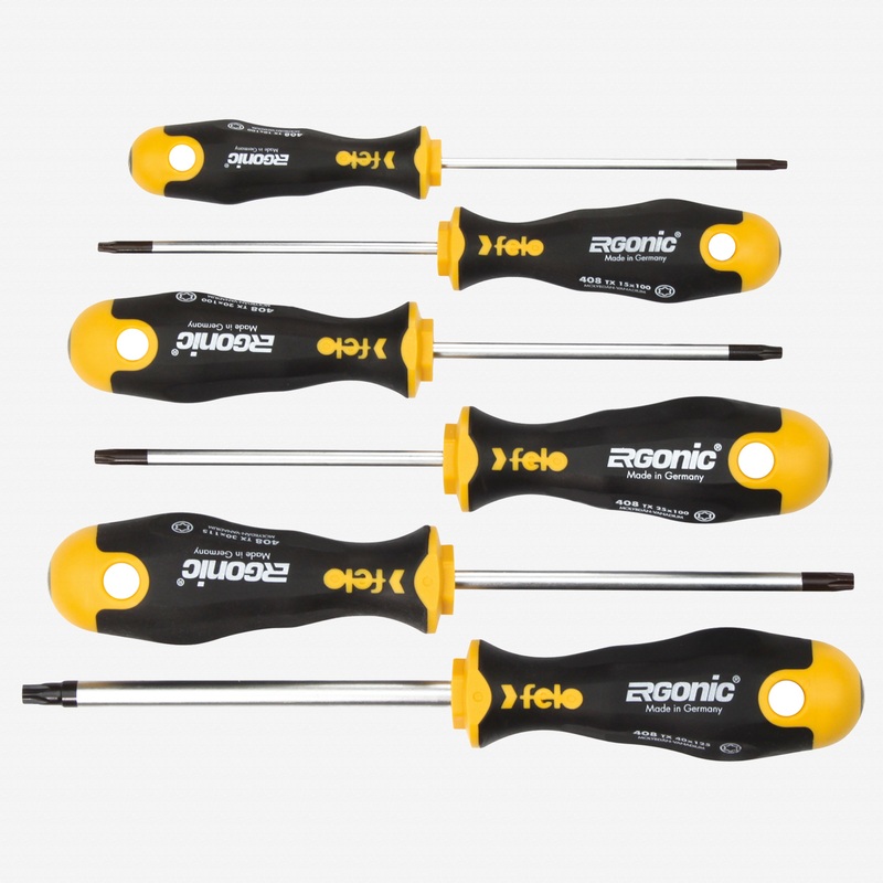 Felo Ergonic Security Torx Screwdriver Set, TR10 - TR40, 6 Pieces