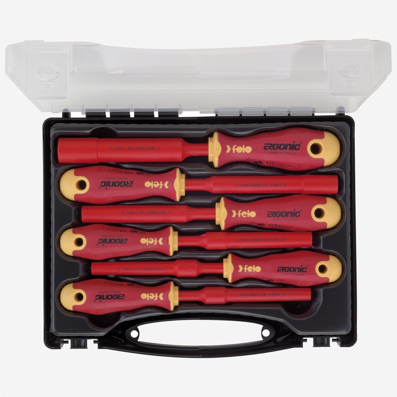 Felo Ergonic VDE Insulated M-Tec Metric Nutdriver Set, 5.5 - 13 mm, 6 Pieces