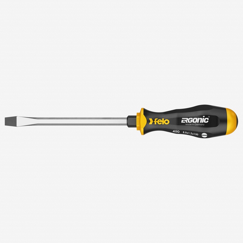 Felo Ergonic with Striking Cap Slotted Screwdriver, 8.0 x 150 mm