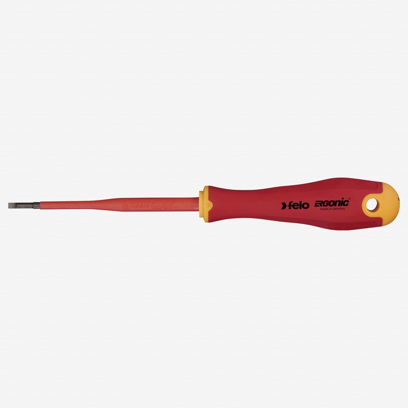 Felo VDE Insulated E-Slim Slotted Ergonic Screwdriver, 2.5 x 0,4 x 100