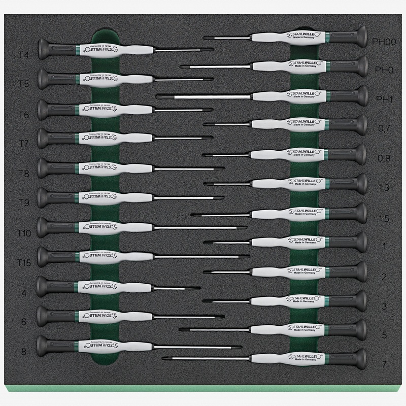 Stahlwille TCS 4751-4754/8/3/4/8 Precision Screwdriver Set in Foam Tray, 23 Pieces