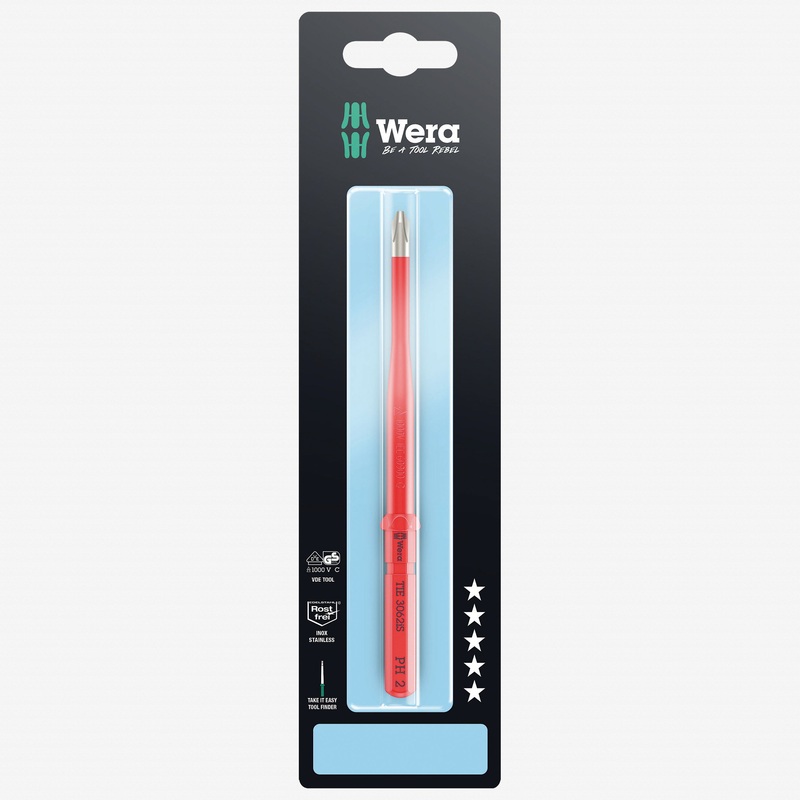 Wera 006580 Kraftform Kompakt VDE 3062 iS PH 1 Insulated Stainless Take It Easy Blade