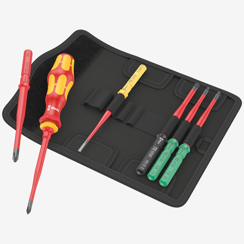 Wera 006603 Kraftform Kompakt VDE 7 Extra Slim 1 Insulated Screwdriver Set, 7 Pieces