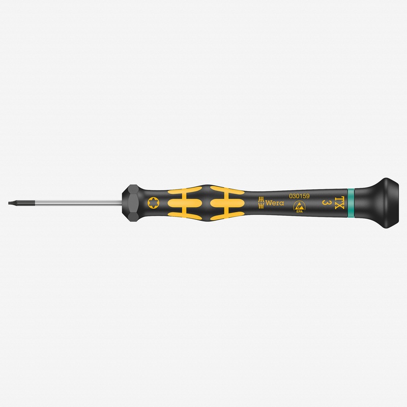 Wera 030159 ESD 1567 TORX Kraftform Micro Screwdriver for TORX Screws, TX 3 x 40 mm