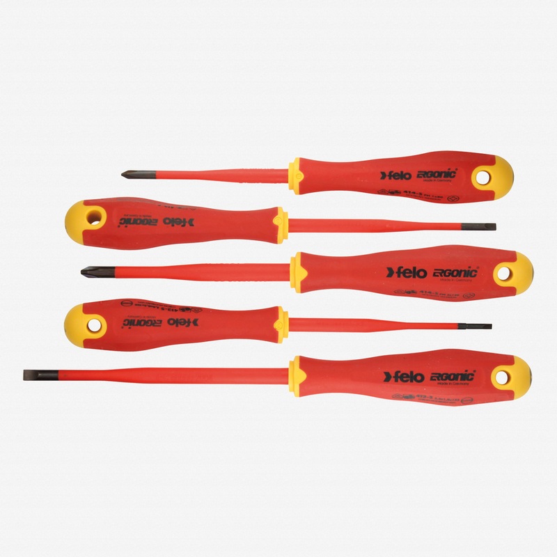 Felo E-slim Insulated 5 Piece Slotted & Phillips Screwdriver Set