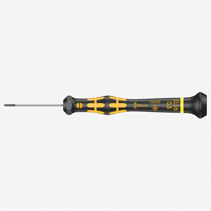 Wera 030099 ESD Kraftform 1578 A Micro Screwdriver for Slotted Screws, 0.16 x 0.8 x 40 mm