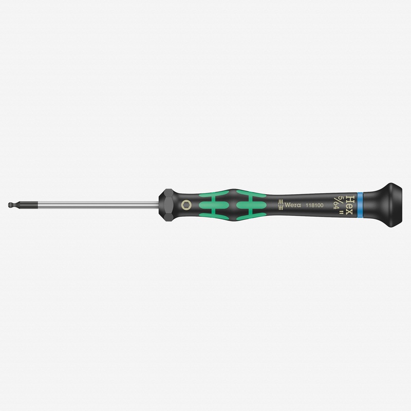 Wera 118100 5/64" x 60mm Kraftform Micro Ball End Hex Precision Screwdriver
