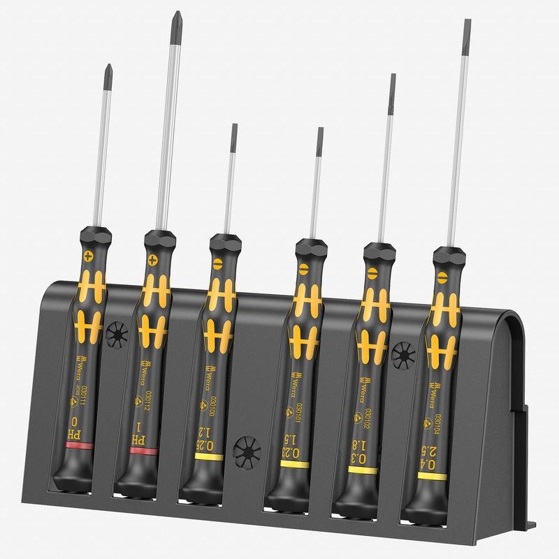 Wera 030170 ESD Safe Slotted/Phillips Precision Screwdriver Set + Rack