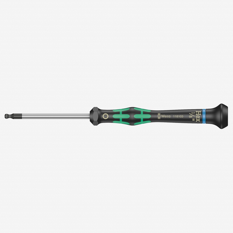 Wera 118103 1/8" x 60mm Kraftform Micro Ball End Hex Precision Screwdriver