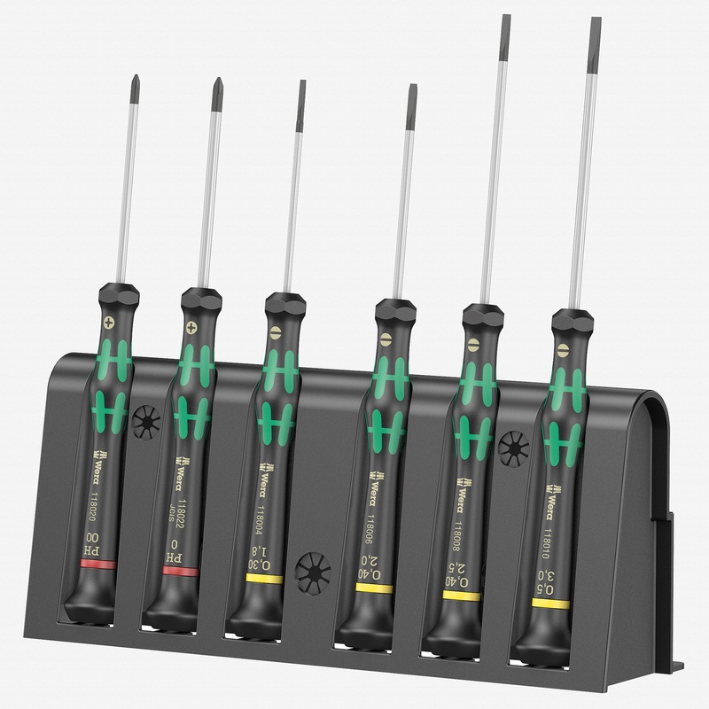 Wera 118150 Kraftform Micro Slotted/Phillips Precision Screwdriver Set + Rack