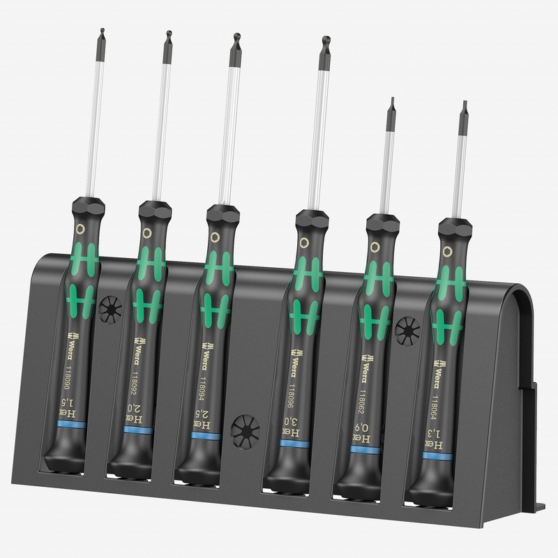 Wera 118156 Kraftform Micro Ball End Hex Metric Precision Screwdriver Set + Rack (Retail Pack)