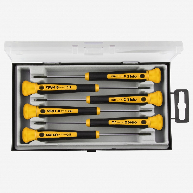 Felo 31848 ESD 6 Piece Precision Slotted & Phillips Screwdriver Set
