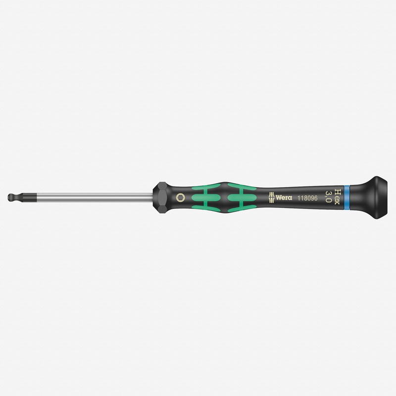 Wera 118096 3 x 60mm Kraftform Micro Ball End Hex Precision Screwdriver