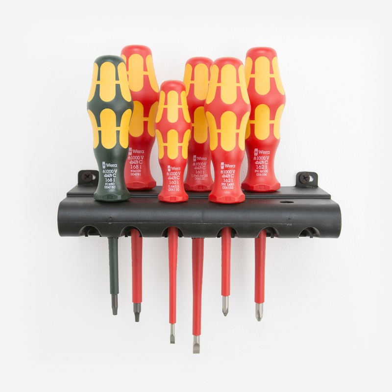 Wera 347777 VDE Insulated Slotted/Phillips/Square Screwdriver Set + Rack