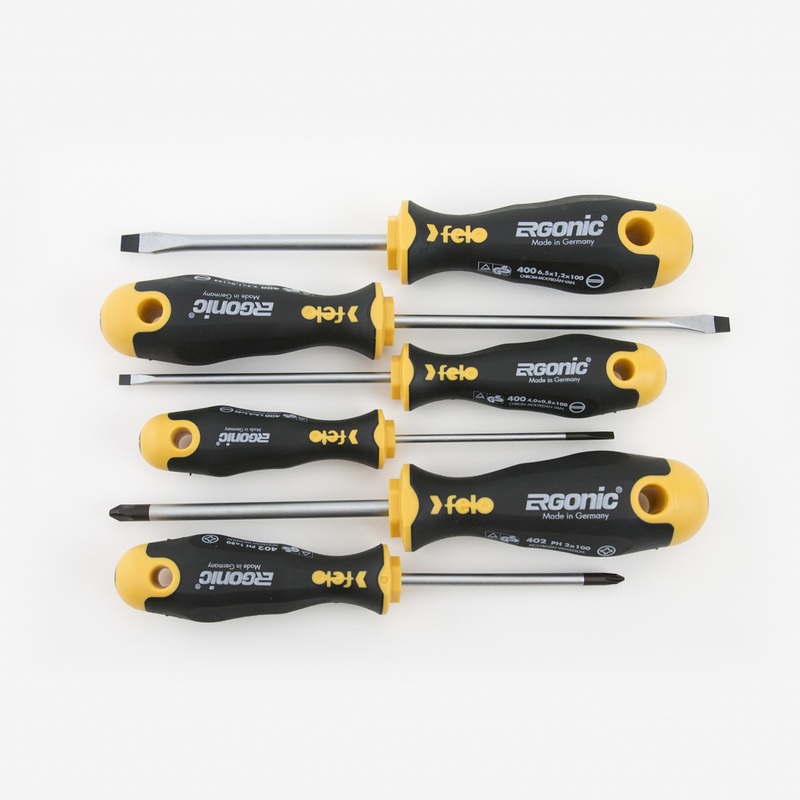 Felo 62411 Ergonic 6 Piece Set Slotted & Phillips with Case