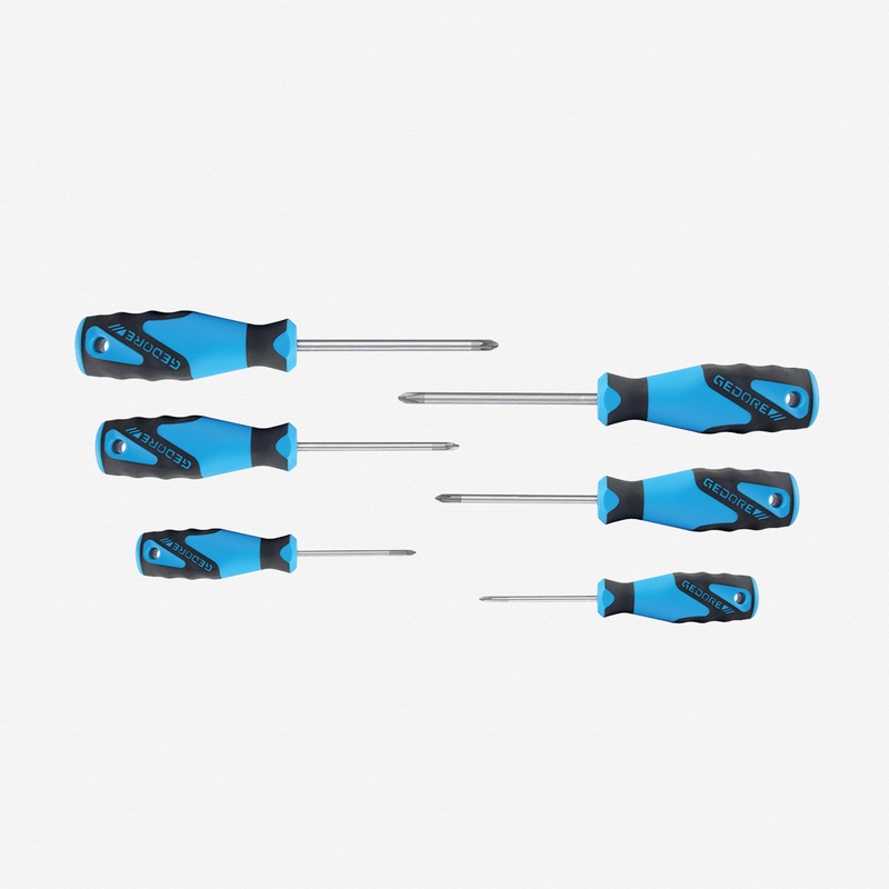 Gedore 2160 PHZ-06 3C-Screwdriver set 6 pcs PH+PZ 0-1-2