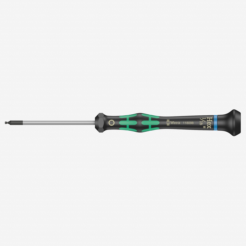Wera 118098 1/16" x 60mm Kraftform Micro Ball End Hex Precision Screwdriver
