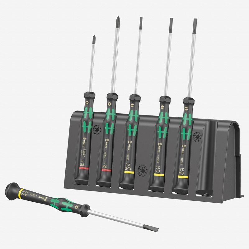 Wera 118152 Kraftform Micro Slotted/Phillips Precision Screwdriver Set + Rack